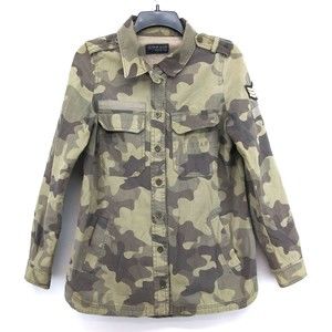 Cotton On Camo Military Style Jacket Womens Size 8 Long Sleeve Button Front